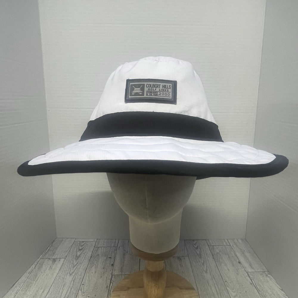 The Palmer Colbert Hills Golf Links Sun Hat Wide Brim White Black L/XL Bucket